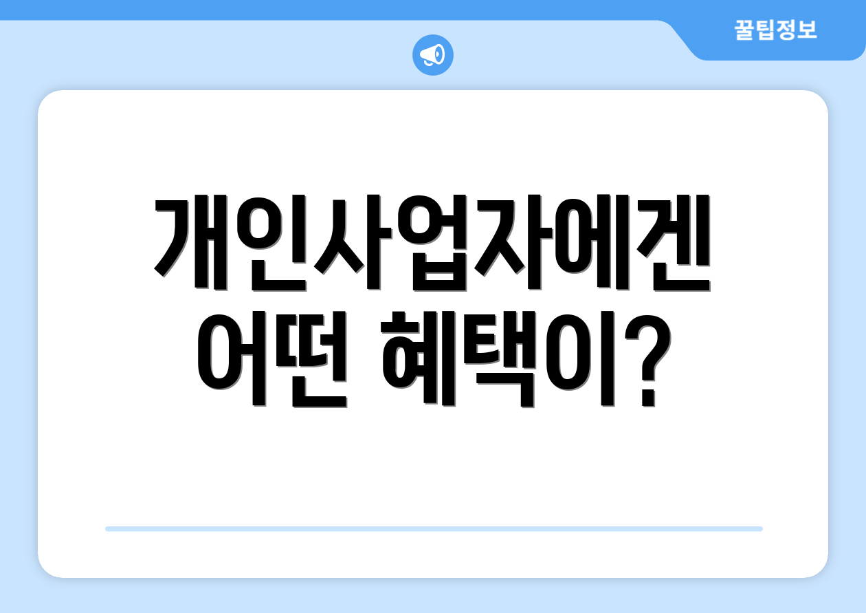 초보자도 쉽게 이해하는 2025년 개인사업자 세금 요약 4 개인사업자에겐 어떤 혜택이?