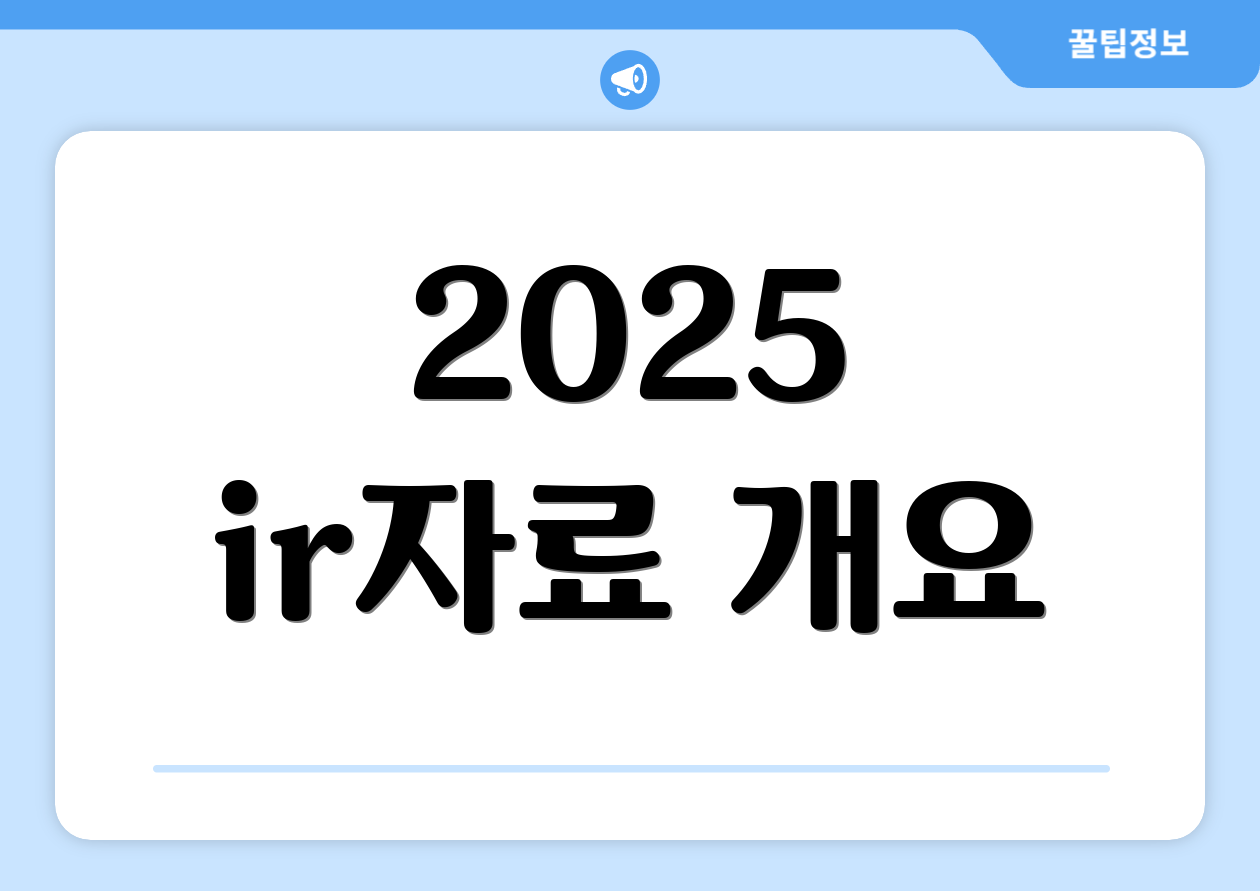 누구나 쉽게 보는 2025 ir자료 요약모음 1 2025 ir자료 개요